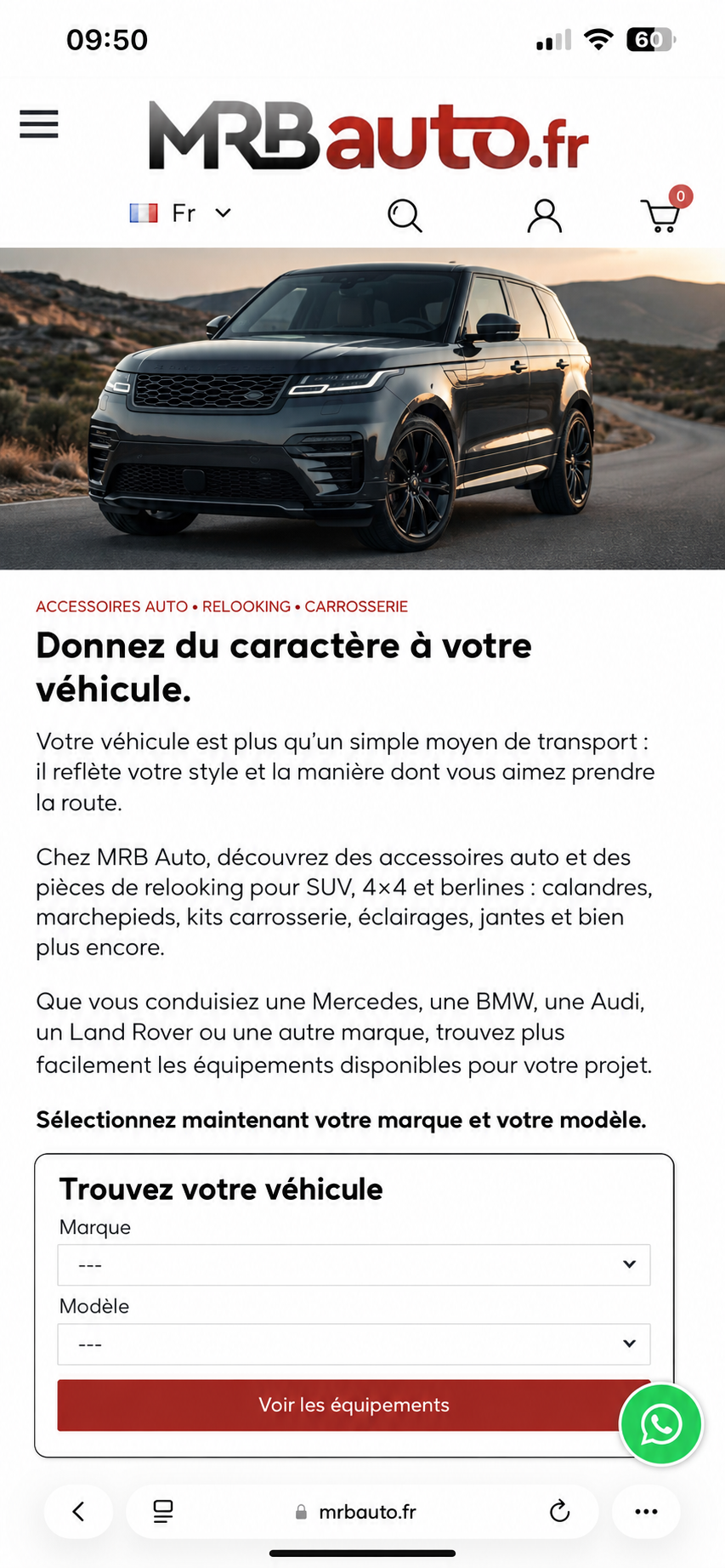 Page d'accueil MRB Auto après réécriture : titre clair, texte structuré et appel à l'action